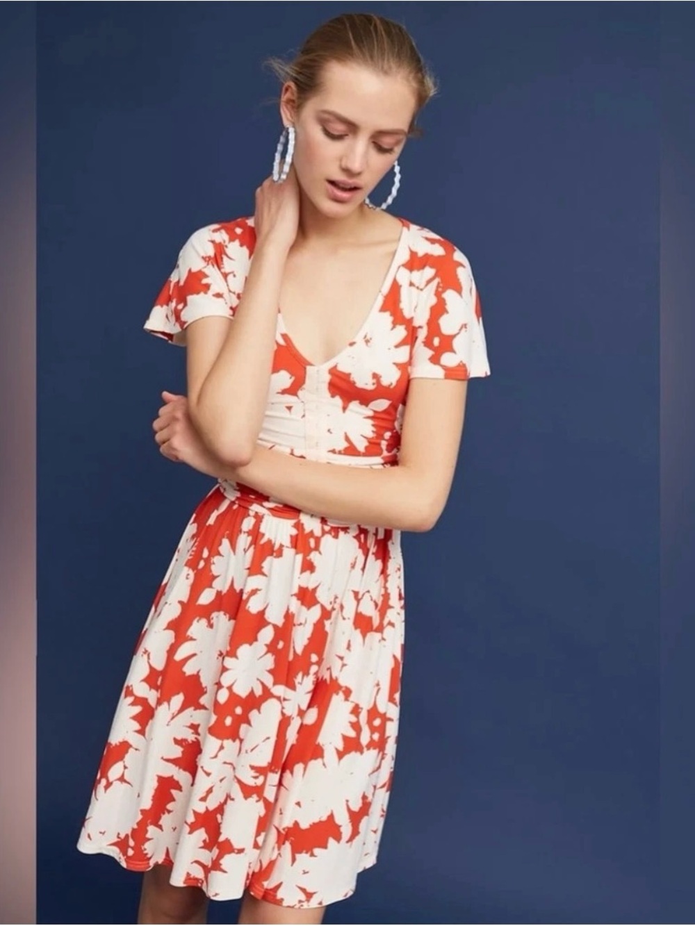 Anthropologie Maeve Summer
Breeze Dress Orange Cream Floral
Size Large